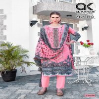 Al Karam Mushq Vol-5 Print Self Embroidery Cotton Dupatta Dress Material