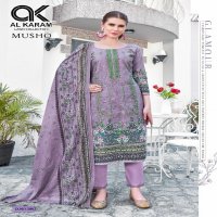 Al Karam Mushq Vol-5 Print Self Embroidery Cotton Dupatta Dress Material