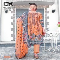 Al Karam Mushq Vol-5 Print Self Embroidery Cotton Dupatta Dress Material