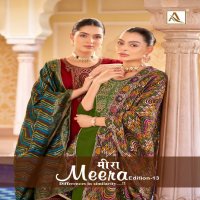 Alok Meera Vol-13 Wholesale Pure Zam Cotton Dyed And Swaroski Work Dress Material