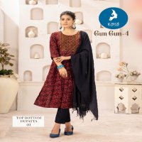 Kaya Gun Gun Vol-4 Wholesale 3 Piece Nayra Cut Work Concept Suits