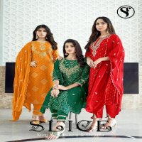 Sweety Slice Wholesale Fancy Chinon Silk Kurti With Pant And Dupatta