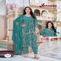 Kashida Annamika Vol-1 Wholesale Nayra Kurti Pant And Shiburi Dupatta