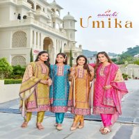 Aanchi Umika Wholesale Fancy Fabric With Crochet Work Top With Pant And Dupatta