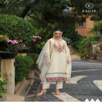 Kailee Safarnama Vol-5 Wholesale Pure Viscose Muslin Self Schiffli Work Kurtis With Pant And Dupatta