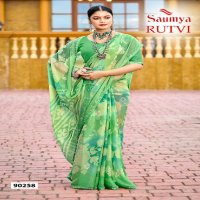 Saumya Rutvi Wholesale Chiffon Brasso With Siroski Work Full Sarees