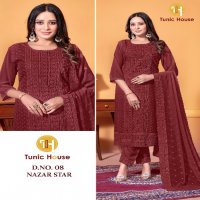 Tunic House Nazar Star Wholesale Fully Schiffli Work Readymade Suits Combo