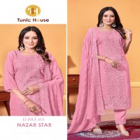 Tunic House Nazar Star Wholesale Fully Schiffli Work Readymade Suits Combo