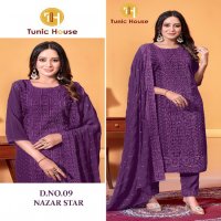 Tunic House Nazar Star Wholesale Fully Schiffli Work Readymade Suits Combo