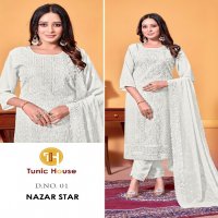 Tunic House Nazar Star Wholesale Fully Schiffli Work Readymade Suits Combo