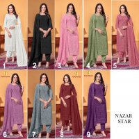 Tunic House Nazar Star Wholesale Fully Schiffli Work Readymade Suits Combo