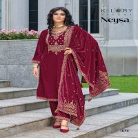 kilory trends neysa velvet winter special top pant with dupatta material