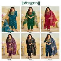 Banwery shagun embroidery fullstitch plus size rayon 3pcs dress