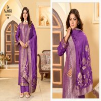 Naari Chamak Wholesale Pure Muslin Jacquard With Embroidery Work Dress Material