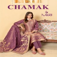 Naari Chamak Wholesale Pure Muslin Jacquard With Embroidery Work Dress Material