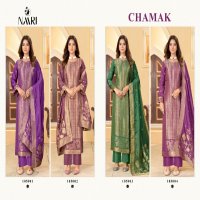 Naari Chamak Wholesale Pure Muslin Jacquard With Embroidery Work Dress Material