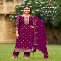 Rangoon Tapsee Wholesale Muslin Jacquard With Fancy Work Readymade Suits