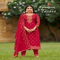 Rangoon Tapsee Wholesale Muslin Jacquard With Fancy Work Readymade Suits