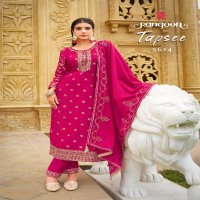 Rangoon Tapsee Wholesale Muslin Jacquard With Fancy Work Readymade Suits