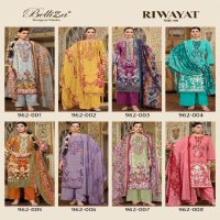 Belliza Riwayat Vol-4 Wholesale Pure Viscose Rayon With Self Embroidery Dress Material