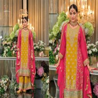 eba lifestyle surili vol 3 chinon readymade pakistani plazzo style 3pcs dress