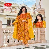 samira vol 2 by navkar creation rayon fully stitch umbrella cut 3pcs dress