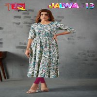 Ambika Jalwa-13 Wholesale Nayra Full Ghera With Separate Belt Kurtis Combo