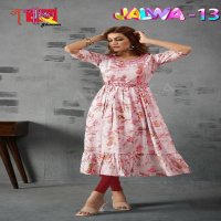 Ambika Jalwa-13 Wholesale Nayra Full Ghera With Separate Belt Kurtis Combo