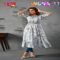 Ambika Jalwa-13 Wholesale Nayra Full Ghera With Separate Belt Kurtis Combo