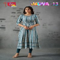 Ambika Jalwa-13 Wholesale Nayra Full Ghera With Separate Belt Kurtis Combo