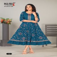 Dee Cee Popstar Wholesale Reyon Gold Print Flair Kurtis