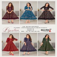 Dee Cee Popstar Wholesale Reyon Gold Print Flair Kurtis