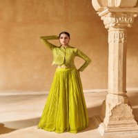 sayuri designer raas chinon silk readymade classic indo western dress exports