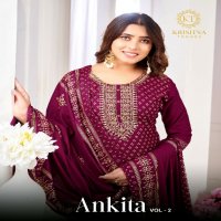 Krishna Ankita Vol-2 Wholesale 14 Kg Reyon Kurtis With Pant And Dupatta