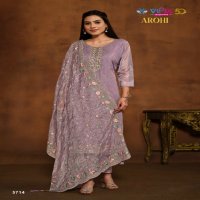 Vipul Arohi Wholesale Soft Organza With Embroidery Work Straight Suits