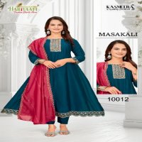 Hariyaali Masakali Wholesale Vichitra Silk Kali Pattern Kurtis With Pant And Dupatta