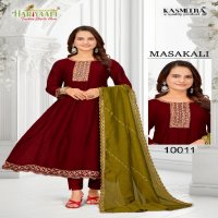 Hariyaali Masakali Wholesale Vichitra Silk Kali Pattern Kurtis With Pant And Dupatta