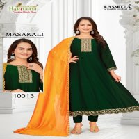 Hariyaali Masakali Wholesale Vichitra Silk Kali Pattern Kurtis With Pant And Dupatta