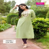 diya trends festival vol 1 D.no 1001 To 1015 roman silk daily wear full stitch plus size long combo kurti