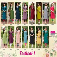 diya trends festival vol 1 D.no 1001 To 1015 roman silk daily wear full stitch plus size long combo kurti