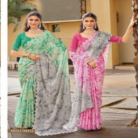 Saumya Sharvari Wholesale simar spray print with jari work full sarees