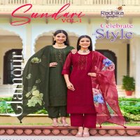 Radhika Sundari Vol-1 Wholesale Pure Organza With Schiffli Work Top With Pant And Dupatta