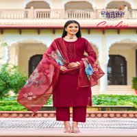 Radhika Sundari Vol-1 Wholesale Pure Organza With Schiffli Work Top With Pant And Dupatta