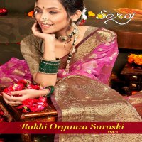 Saroj Rakhi Organza Saroski Vol-1 Wholesale Pure Jari Organza With Swaroski Work Sarees