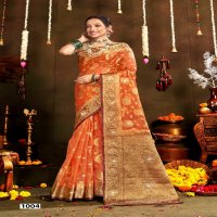 Saroj Rakhi Organza Saroski Vol-1 Wholesale Pure Jari Organza With Swaroski Work Sarees