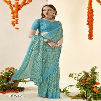 Vallabhi Yashtika Wholesale Floral With Swaroski Work Brasso Fabrics Sarees