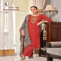 Alok Karachi Beauty Wholesale Pure Cotton Zam With Swarovski Diamond Work Dress Material