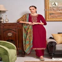 Alok Karachi Beauty Wholesale Pure Cotton Zam With Swarovski Diamond Work Dress Material