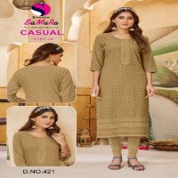 Samara Casual Wholesale Top Reyon With Schiffli Work Long Kurtis Combo