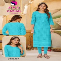 Samara Casual Wholesale Top Reyon With Schiffli Work Long Kurtis Combo